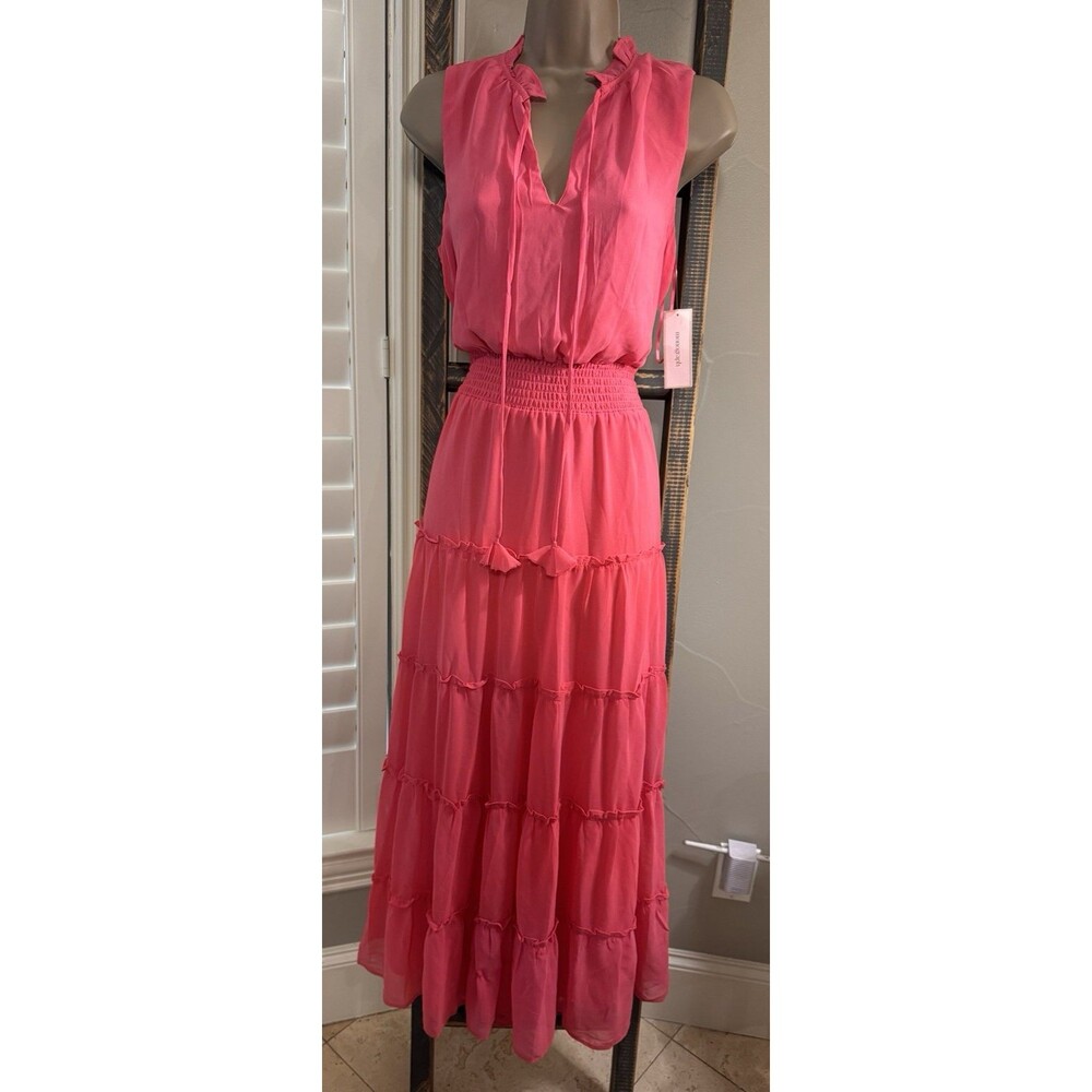 Monograph Pink tiered maxi dress size medium New with Tags